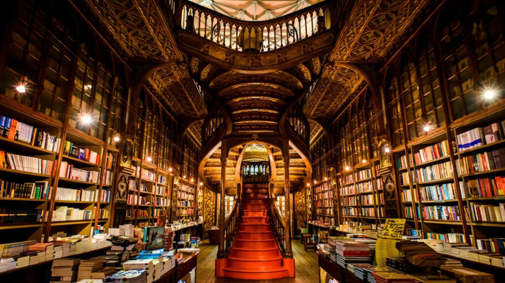 photo d'une immense et magnifique bibliothèque ancienne