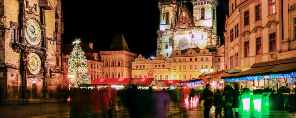 Paysage urbain de Noël en République tchèque