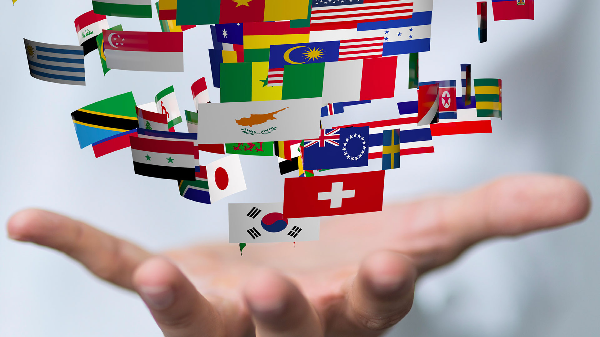 Illustration avec des drapeaux pour la journée mondiale de la traduction